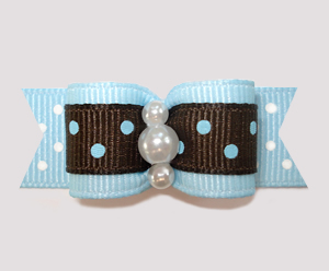 #0650 - 5/8" Dog Bow - Sweet Chocolate and Blueberry, Dots