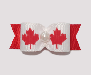 #0899 - 5/8" Dog Bow - Canada - Maple Leaf, Faux Pearl