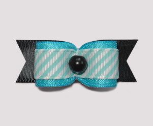 #0916 - 5/8" Dog Bow - Electric Blue with Diagonal Stripe