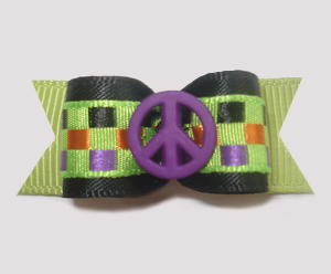 #1336 - 5/8" Dog Bow - Peace, Purple, Multi-Color Checks