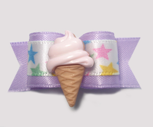 #1385 - 5/8" Dog Bow - Sweet Ice Cream Cone, Lilac, Pastel Stars