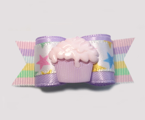 #1405 - 5/8" Dog Bow - Star Cupcake, Pastel Stars with Stripes