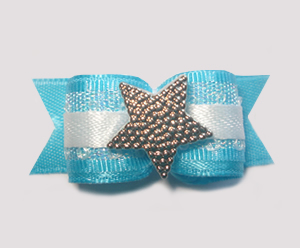 #1410 - 5/8" Dog Bow - Gorgeous Blue, Shimmer, Silver Star