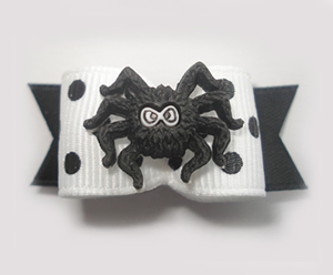 #1482 - 5/8" Dog Bow - Chic Spider, Black & White, Dots