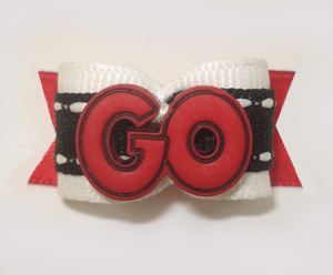#1527 - 5/8" Dog Bow - Cheerleader GO, Red, Black & White
