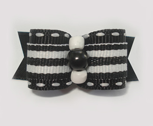 #1569 - 5/8" Dog Bow - Stylish Black & White Stripes