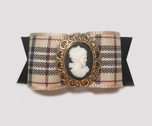 #1591 - 5/8" Dog Bow - Burberry* Tartan, High Style, Cameo