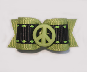 #1613 - 5/8" Dog Bow - Green Peace, Green with Black