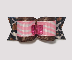 #1674 - 5/8" Dog Bow - Exotic & Fun, Pink Squiggles & Leopard