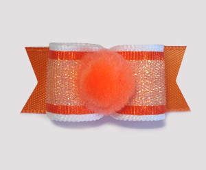 #1700 - 5/8" Dog Bow - Pom-Pom Orange, Sweet Shimmer