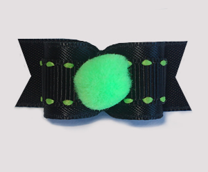 #1705 - 5/8" Dog Bow - Pom-Pom Green, Dramatic Black