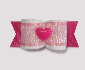 #1722 - 5/8" Dog Bow - Adorable Pinks, Shimmer, Hot Pink Heart