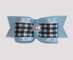 #1732 - 5/8" Dog Bow - Trendy Blue with Black/White Check
