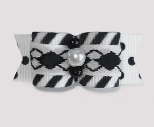 #1760 - 5/8" Dog Bow - Preppy Punky, Black & White