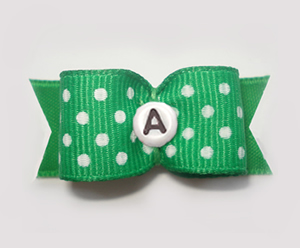 #1778 - 5/8" Dog Bow - Custom- Green w/Dots - Choose Your Letter #1778 - 5/8" Dog Bow - Custom- Green w/Dots - Choose Your Letter