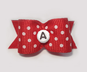 #1779 - 5/8" Dog Bow - Custom - Red w/Dots - Choose Your Letter #1779 - 5/8" Dog Bow - Custom - Red w/Dots - Choose Your Letter