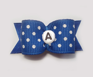 #1780 - 5/8" Dog Bow - Custom - Blue w/Dots - Choose Your Letter #1780 - 5/8" Dog Bow - Custom - Blue w/Dots - Choose Your Letter