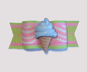 #1791 - 5/8" Dog Bow - Squigglies, Blue Ice Cream Cone
