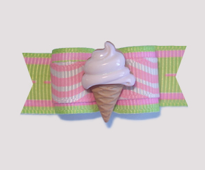 #1792 - 5/8" Dog Bow - Squigglies, Pink Ice Cream Cone