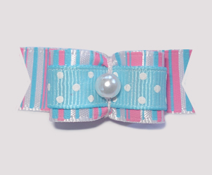 #1810 - 5/8" Dog Bow - Sweet Cotton Candy, Dotted Blue, Pearl