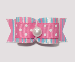 #1811 - 5/8" Dog Bow - Sweet Cotton Candy, Dotted Pink, Pearl