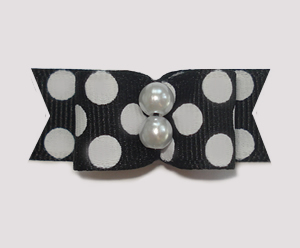 #1814 - 5/8" Dog Bow - Uptown Chic, Bold Dots, Double Pearls