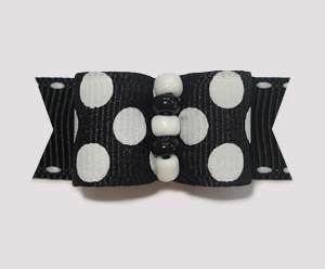 #1816 - 5/8" Dog Bow - Uptown Chic, Bold Dots, 5 B&W beads