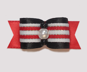 #1818 - 5/8" Dog Bow - Classic Black, Red & White, Stripes