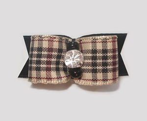 #1888 - 5/8" Dog Bow - Chic Burberry*, Classic, Rhinestone