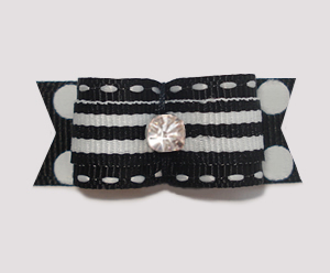 #1894 - 5/8" Dog Bow- Uptown Chic, Stripes/Bold Dots, Rhinestone