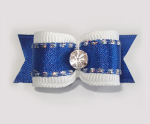 #1902 - 5/8" Dog Bow - Fancy Regal Blue with Silver, Rhinestone