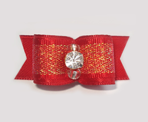 #1903 - 5/8" Dog Bow - Shimmery Red with Gorgeous Rhinestone