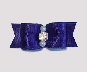 #1920 - 5/8" Dog Bow- Satin, Regal Dk Purple, Pearls/Rhinestone