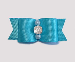#1922 - 5/8" Dog Bow - Satin, Electric Blue, Pearls/Rhinestone
