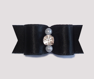 #1926 - 5/8" Dog Bow - Satin, Classic Black, Pearls/Rhinestone