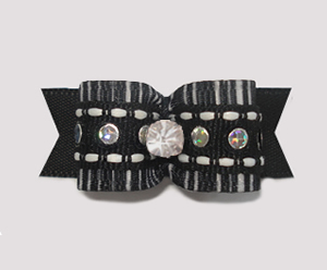 #1929 - 5/8" Dog Bow - Bling, Black Stripe, Sequins, Rhinestone