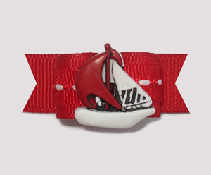 #1986 - 5/8" Dog Bow - Nautical, Red & White Sailboat
