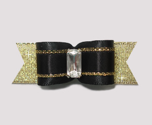 #2014 - 5/8" Dog Bow - Upscale Bling, Classic Black on Gold