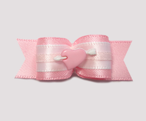 #2018 - 5/8" Dog Bow - Baby Pink Heart with White Cupid's Arrow