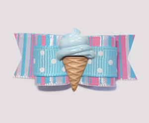 #2093 - 5/8" Dog Bow - Sweet Cotton Candy, Blue Ice Cream Cone