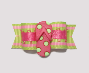 #2218 - 5/8" Dog Bow - Flip Flop Fun, Lime & Pink
