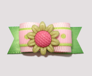 #2236 - 5/8" Dog Bow - Sweet Flower, Soft Pink & Green