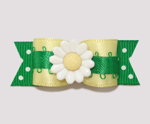 #2244 - 5/8" Dog Bow - Baby Yellow/Green, Sweet Summer Daisy