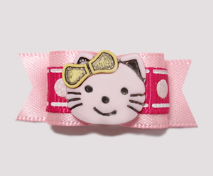 #2267 - 5/8" Dog Bow - Pink on Baby Pink, Cute Little Kitty