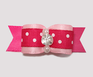 #2268 - 5/8" Dog Bow - Pink Sweetheart Bow, Rhinestone
