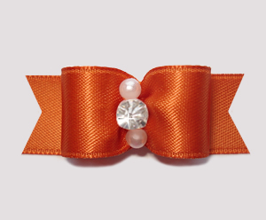 #2346 - 5/8" Dog Bow - Satin, Burnt Orange, Pearls/Rhinestone