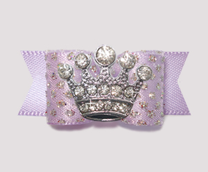 #2588 - 5/8" Dog Bow - Princess Sparkle, Soft Lavender, Crown