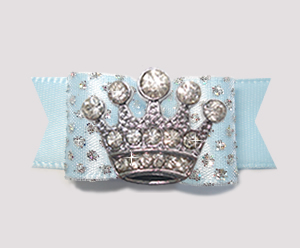 #2590 - 5/8" Dog Bow - Prince/Princess Sparkle, Soft Blue, Crown