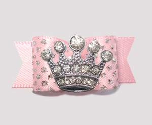 #2591- 5/8" Dog Bow - Princess Sparkle & Bling, Soft Pink, Crown
