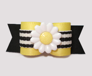 #2850 - 5/8" Dog Bow - BumbleBee Daisy, Yellow/Black Stripe